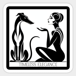 Greyhound, Galgo, Sighthound Art Deco Lady Sticker